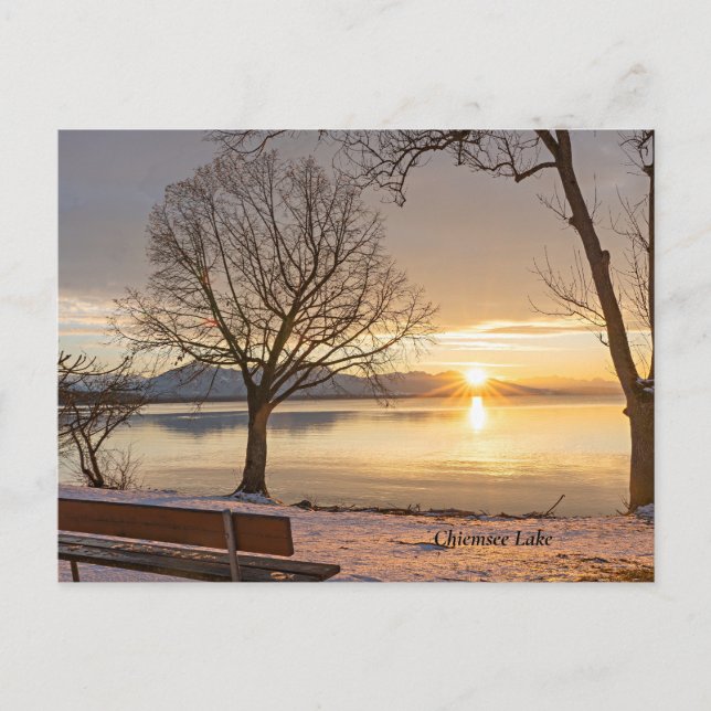 Carte Postale Lac Chiemsee, coucher du soleil, (Devant)