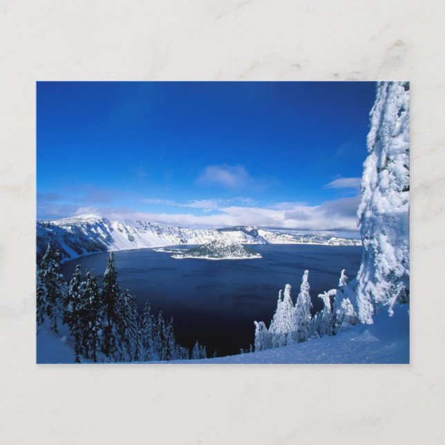 Carte Postale Lac Crater en Oregon hiver (Devant)