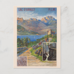 Carte Postale Lac d'Annecy PLM France Vintage Poster 1890
