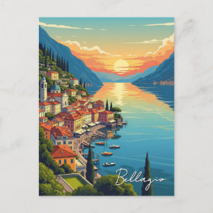 Carte Postale Lac de Côme Bellagio Italie Coucher de soleil