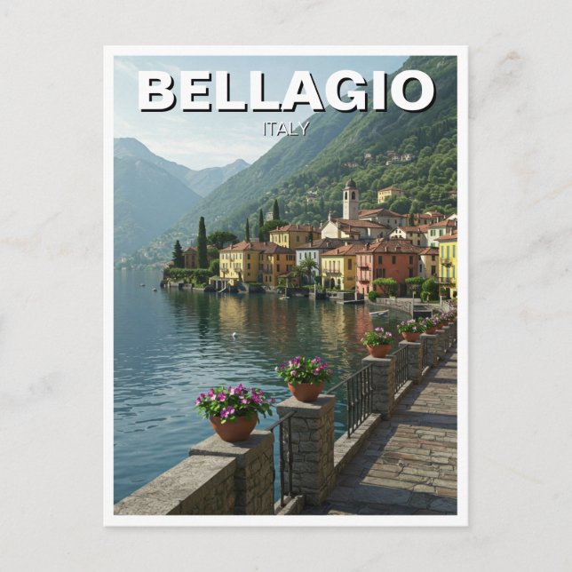 Carte Postale Lac de Côme Bellagio Italie Voyage (Devant)