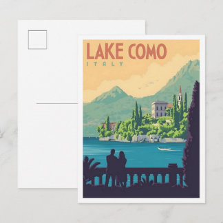 Carte Postale Lac de Côme Italie Art Voyage Vintage