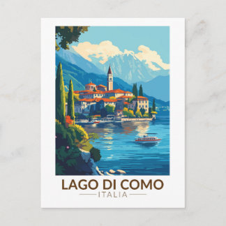 Carte Postale Lac de Côme Italie Lombardie Voyage Art Vintage
