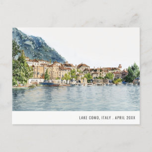 Carte Postale Lac de Côme Nord de l'Italie Aquarelle Voyage ital