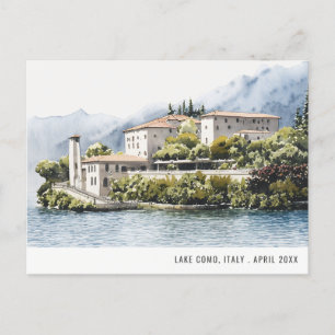 Carte Postale Lac de Côme Nord de l'Italie Aquarelle Voyage ital
