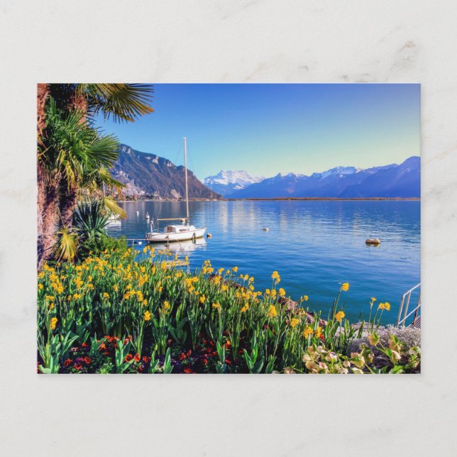 Carte Postale Lac de Genève à Montreux, Vaud, Suisse (Devant)