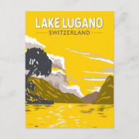 Lac de Lugano Suisse Voyage Art Rétro