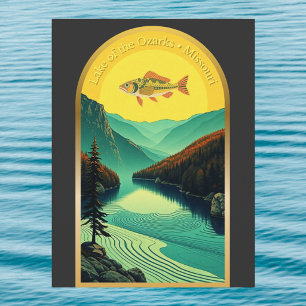 Carte Postale Lac des Ozarks Missouri paysage poisson rétro 
