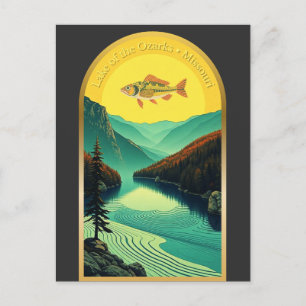 Carte Postale Lac des Ozarks Missouri paysage poisson rétro