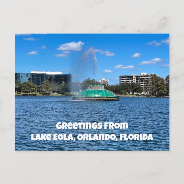 Carte Postale Lac Eola Fontaine Orlando Floride Photo Salutation (Devant)