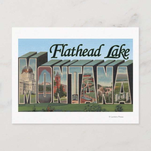 Carte Postale Lac Flathead, Montana - Grandes Lettres (Devant)