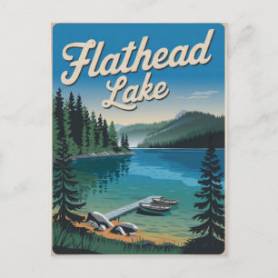 Carte Postale Lac Flathead Montana Vintage