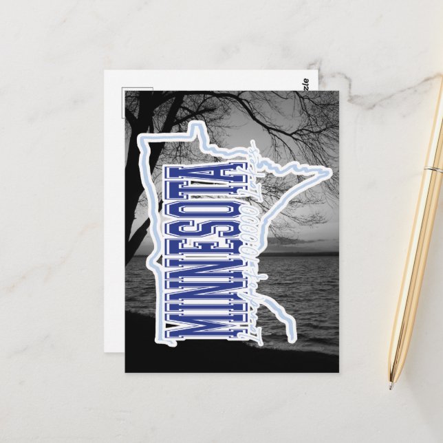 Carte Postale Lac Minnesota (Devant/Arrière en situation)