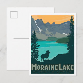 Carte Postale Lac Moraine Banff Canada Art de Voyage Rétro