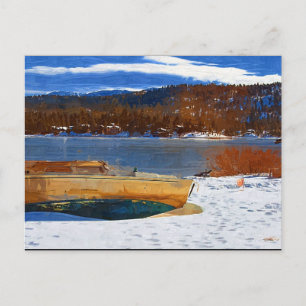 Carte Postale Lac, neige et bateau big Bear