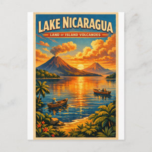Carte Postale Lac Nicaragua, Nicaragua, dans un classique rétro