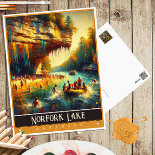 Carte Postale Lac Norfork, Arkansas Peinture Vintage