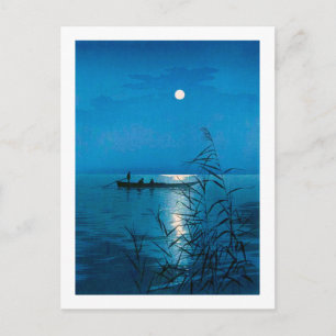 Carte Postale Lac Reed et Pleine lune, Koho Shoda, coupe à bois
