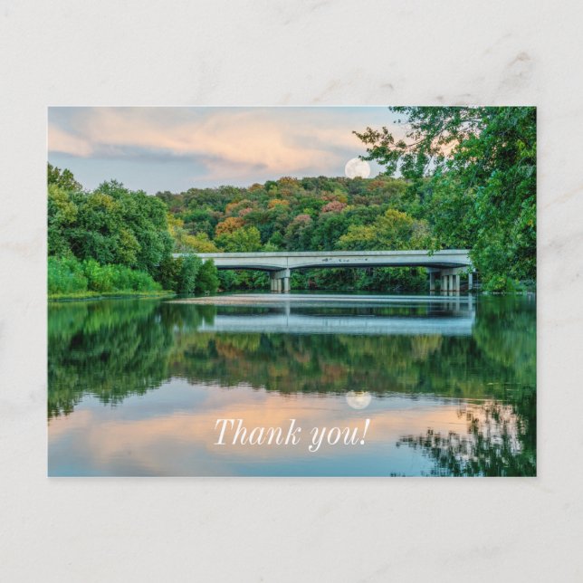 Carte Postale Lac Springfield Tranquillité du soir Merci (Devant)