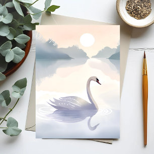 Carte Postale Lac Swan   Aquarelle aérée peinture légère