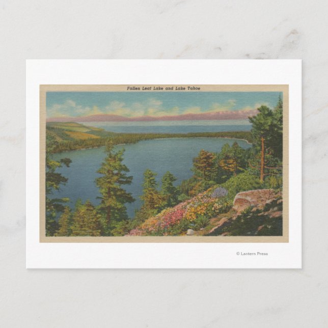 Carte Postale Lac Tahoe, CA - Lac Leaf et lac Tahoe (Devant)