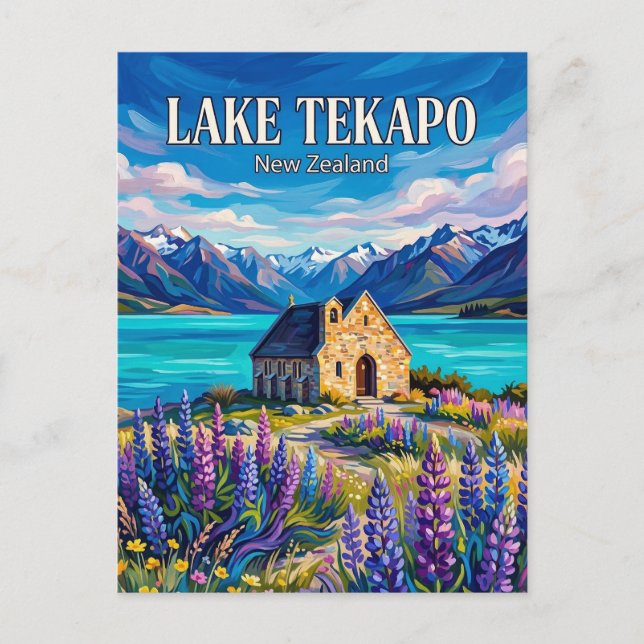 Carte Postale Lac Tekapo Nouvelle-Zélande (Devant)