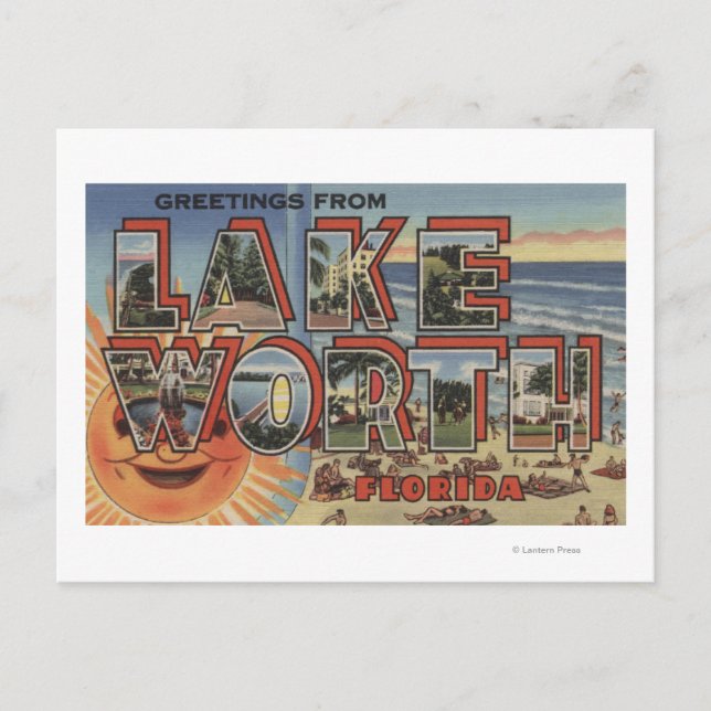 Carte Postale Lac Worth, Floride - Scènes de grandes lettres (Devant)