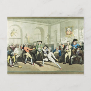 Carte Postale L'Académie d'escrime de M. H Angelo, gravée par Ch