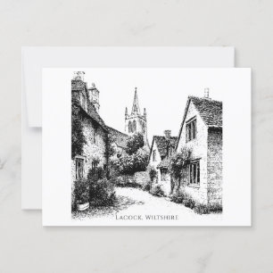 Carte Postale Lacock Village Sketch, Wiltshire Angleterre