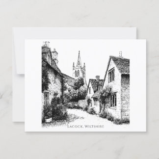 Carte Postale Lacock Village Sketch, Wiltshire Angleterre