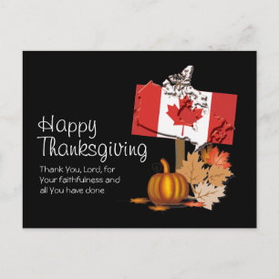 Carte Postale L'ACTION DE GRÂCE CANADIENNE avec   Drapeau du Can