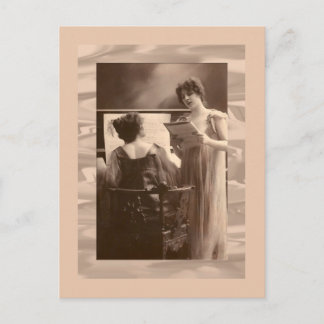 Carte Postale Ladies at piano and singing Victorian