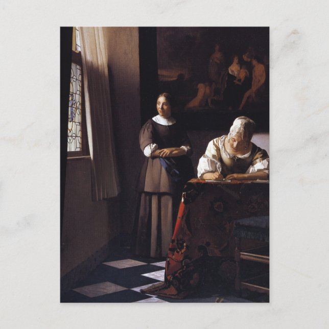 Carte Postale Lady écrit une lettre (Devant)