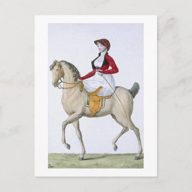 Carte Postale Lady équitation, de "Costumes Parisien", (Devant)