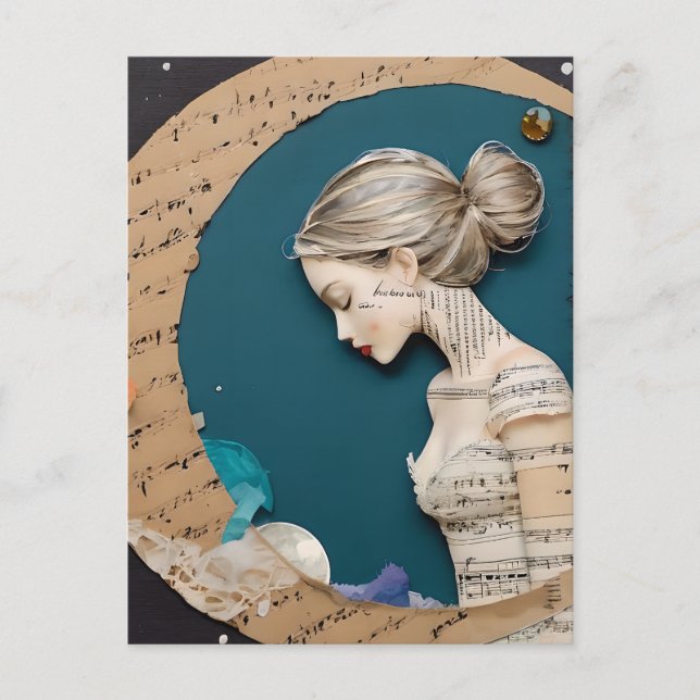 Carte Postale Lady et le collage de la lune (Devant)