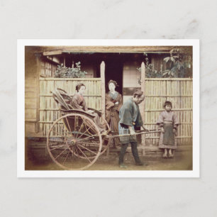 Carte Postale Lady in a rickshaw, vers 1890 (photo colorée)