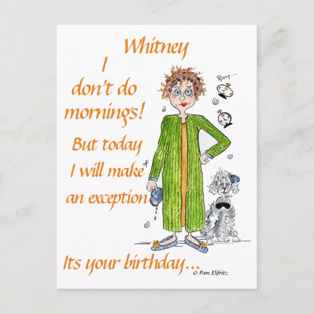 Carte Postale Lady in Curlers and Green Robe dit Joyeux annivers (Devant)