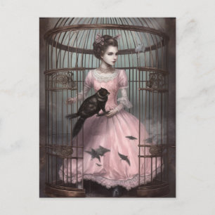 Carte Postale Lady in the Bird Cage With Weird Bird