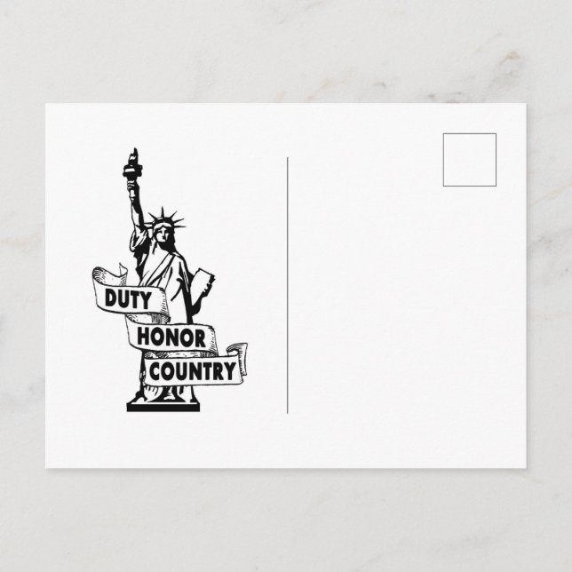Carte Postale Lady Liberty - Pays d'honneur de service (Dos)