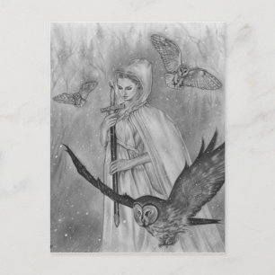 Carte postale Lady pour les hivers