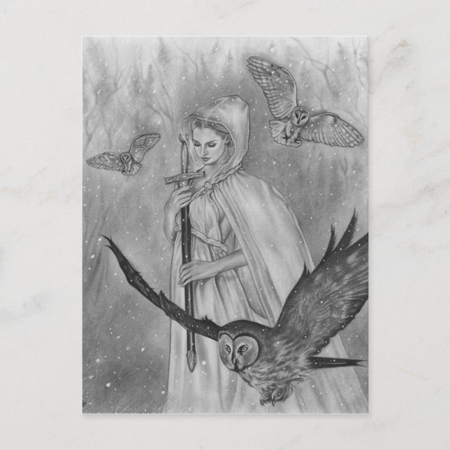 Carte postale Lady pour les hivers (Devant)