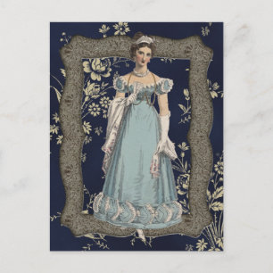 Carte Postale Lady Regency Bleue