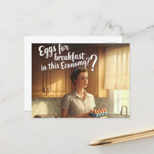 Carte Postale Lady Retro Oeufs De Cuisine Pour Petit Déjeuner Éc