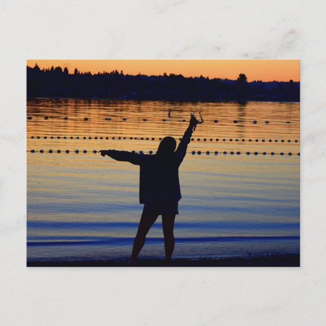 Carte Postale lady sunset silhouette (Devant)