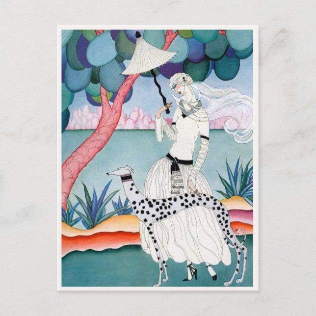 Carte Postale Lady with Dalmatian Dog - Helen Dryden (Devant)