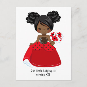 Carte Postale Ladybug Black Princess Fairy Tale Anniversaire