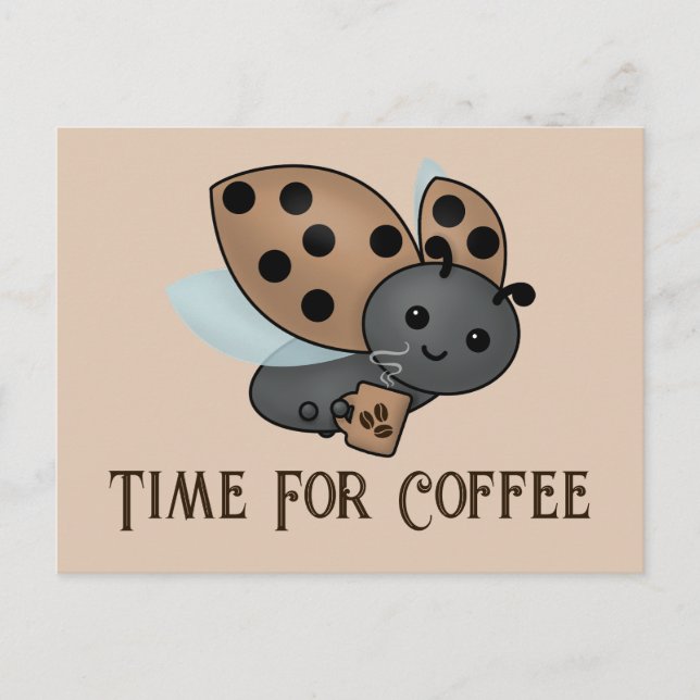 Carte postale Ladybug pour la boisson au café (Devant)