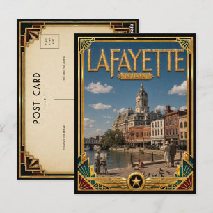 Carte Postale Lafayette Indiana Art Déco vintage de l'âge d'or