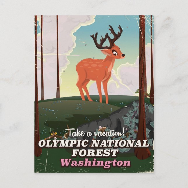 Carte Postale L'affiche de voyage de la Forêt Nationale Olympiqu (Devant)