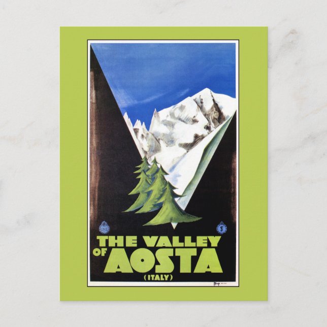Carte Postale L'affiche de voyage de la Vallée d'Aoste Italie (Devant)